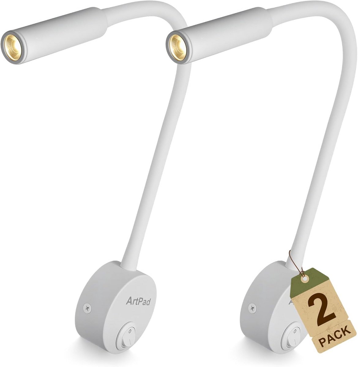 Set van 2 Witte Wandlampen met Warm Witte Verlichting - Minimalistisch Design