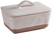 Style vintage européen beurrier avec couvercle - beurrier - beurrier avec couvercle - Boîte à beurre - Boîte à beurre en céramique carrée - 350 ml - Blanc - Céramique