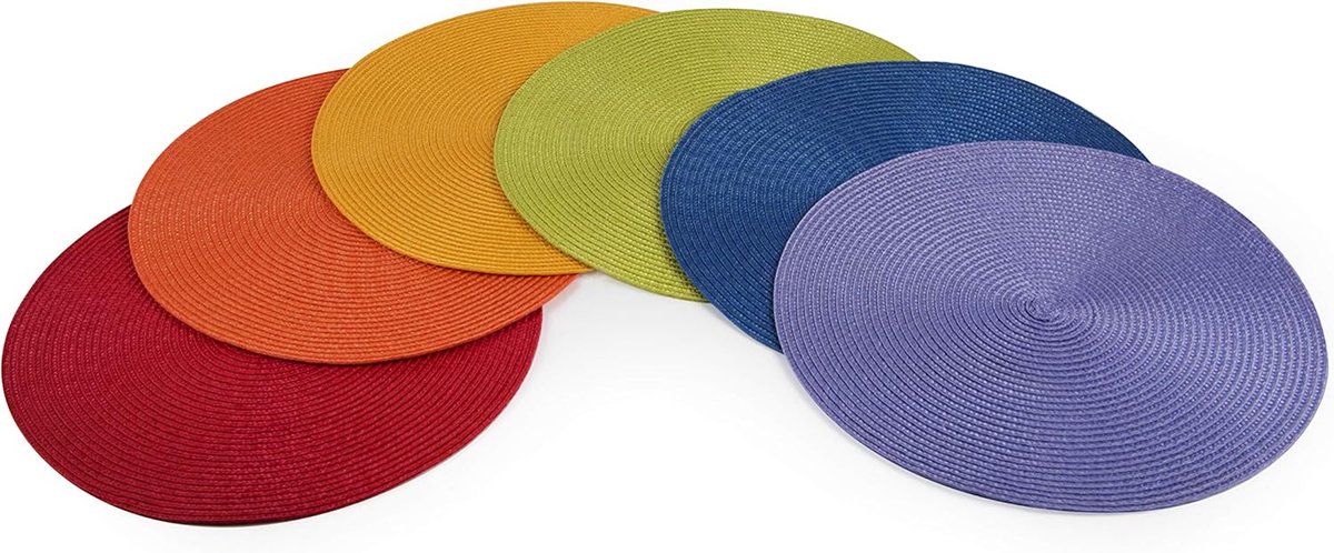 Candala Ronde placemats, meerkleurig, diameter: 36 cm, 6 stuks