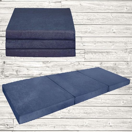 Opvouwbare matras voor logeerbed, futon en poef - 195 x 80 x 9 cm, kleur blauw van Merano — afbeelding 2