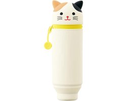 LIHIT LAB PuniLabo A7714-7 Pencil Case with Stand (Pen Holder), Size L, 7.3 x 21 cm, Calico Cat