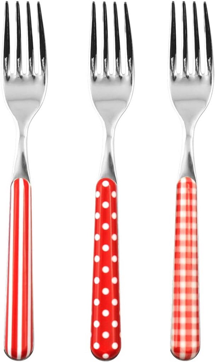 Set van 6 Tafelvorken van Roestvrij Staal in Rood