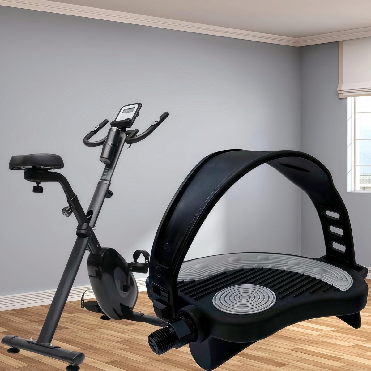 Stunq® Uniek Premium Hometrainer-Pedalen 9/16" (14,3 mm) – Verstelbare Antislip Fietspedalen met Riem – Indoor Cycling / Spinning / Hometrainer