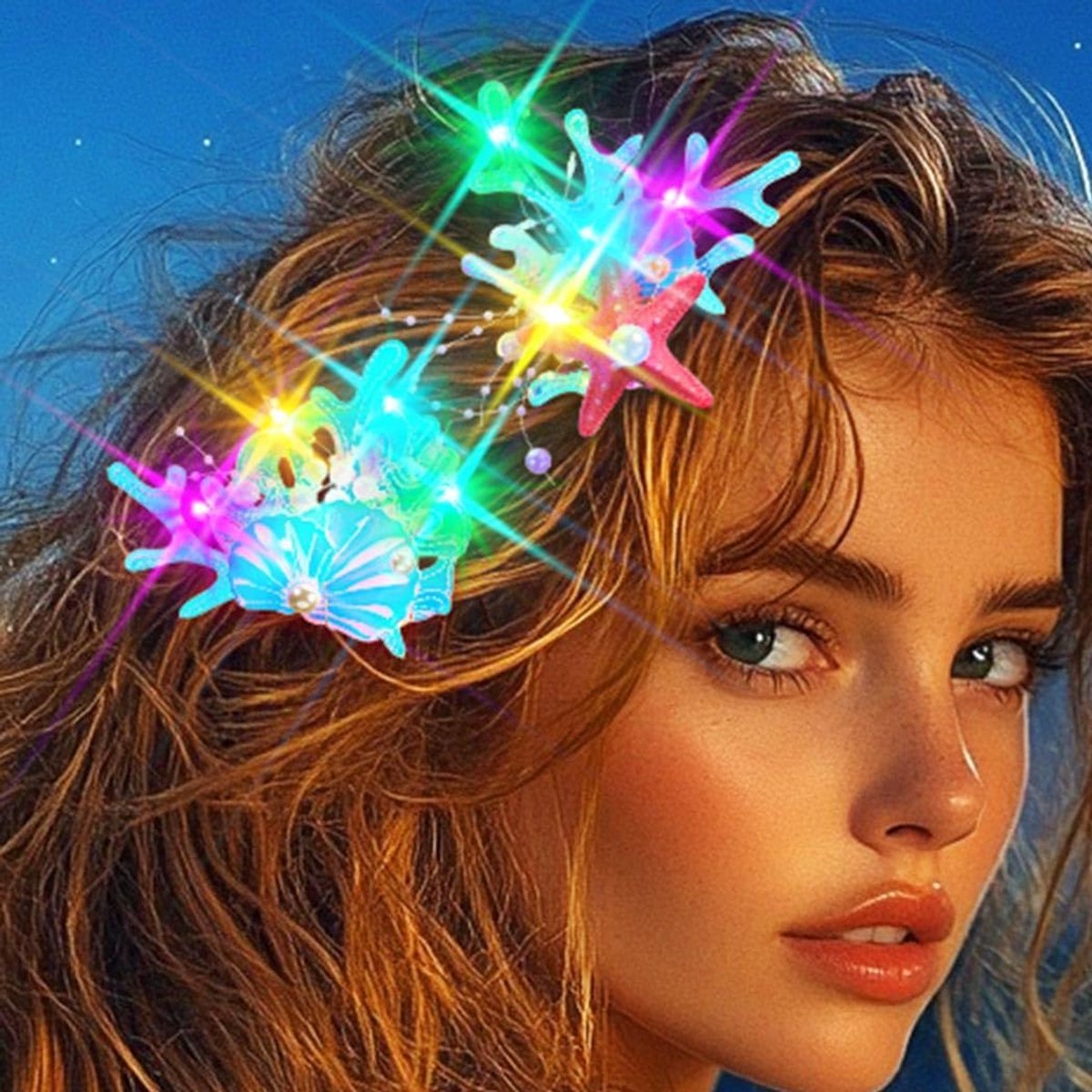 Oplichtende Haarspeldjes met Zeester en Schelp Motief voor Dames (2 Stuks)