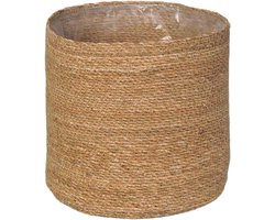 SMPLY. Semi-rigid jute flower pot, round, ideal for pots or flower pots, indoor or patio, 15 x 15 cm, natural