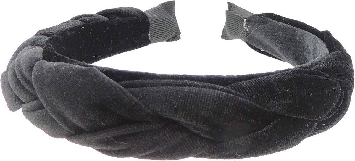 Dames Hoofdband Fluweel Gevlochten Winter Accessoire Zwart