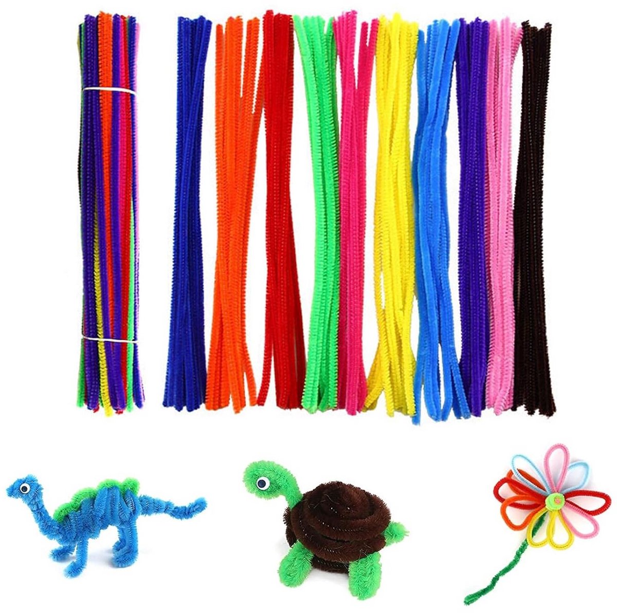 300 Chenille Pijpreinigers Buigbaar Knutselmateriaal - 6mm x 30cm - 10 Kleuren Set