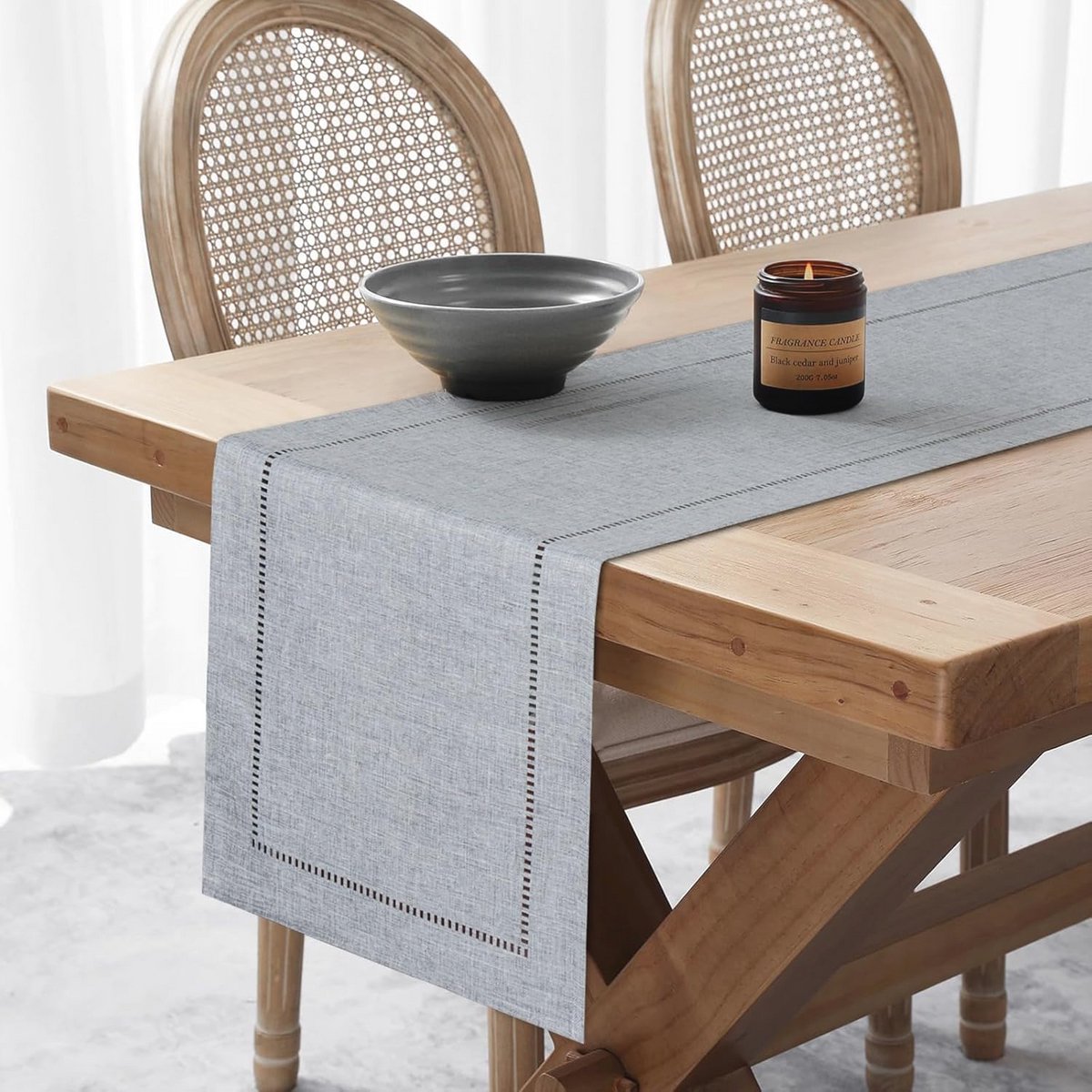 Tafelloper Grijs 30 x 180 cm - Linnen, Modern & Boho voor Eetkamer, Diner en Feesten