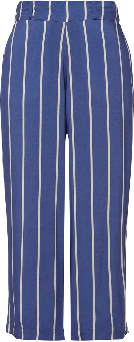 Laurasøn - Dames - Broek rechte pijp gedeeltelijk elastische tailleband OEKO-TEX - Blauw paars - Maat 52
