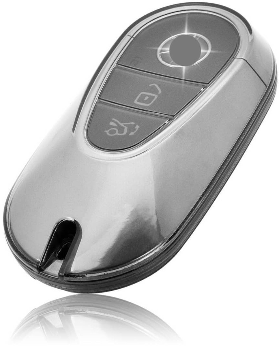 Autosleutel Hoesje geschikt voor Mercedes - Sleutelcover - TPU Cover Sleutelhoes - transparant,zwart