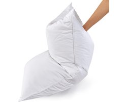 Set van 2 Luxe Boxspring Kussens - Dons en Veren - 600 Draads Katoen - Medium Stevig - Queen