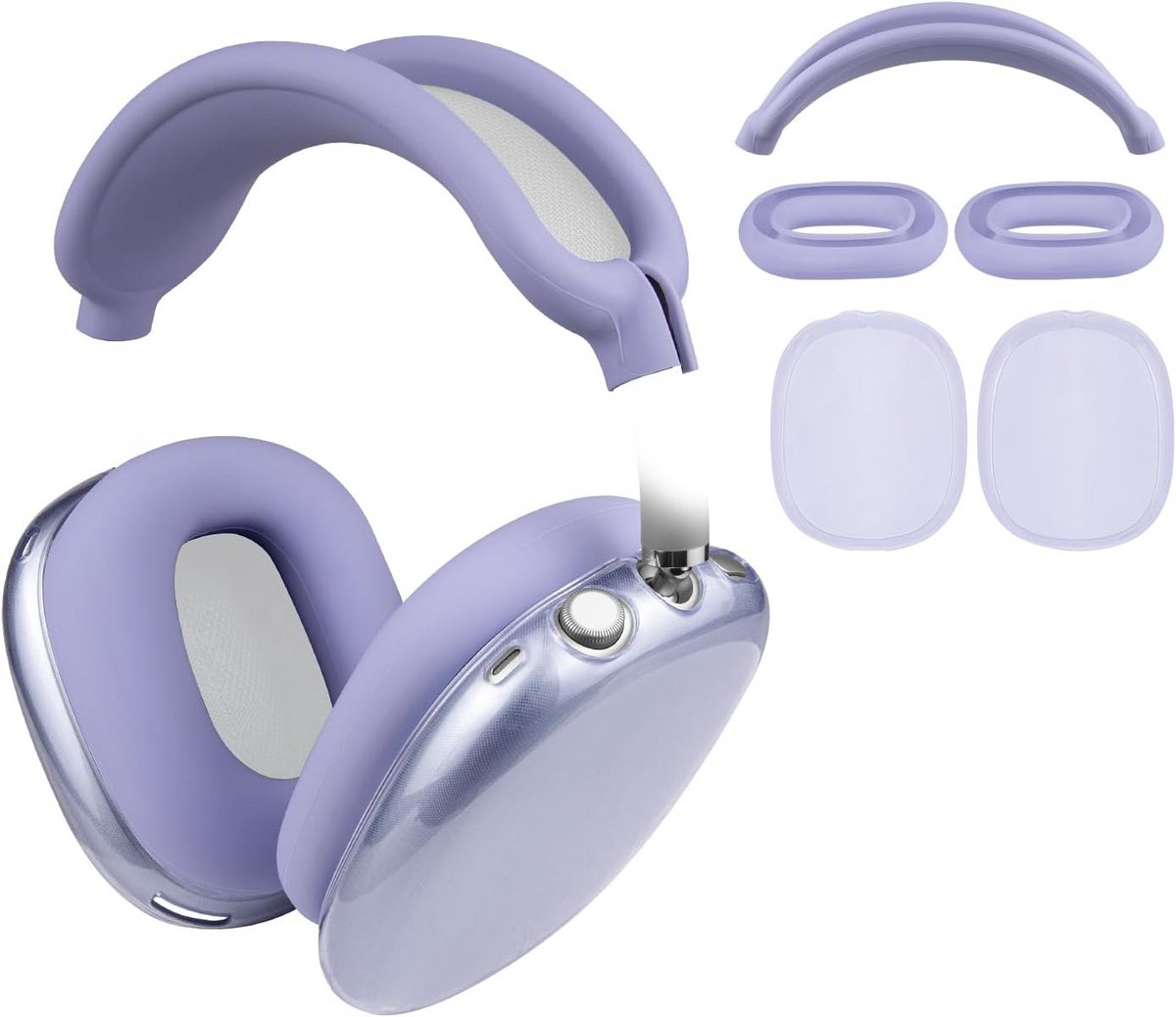 Beschermhoes voor AirPods Max met hoofdbandhoes, TPU-hoesbeschermer en siliconen oorkussens