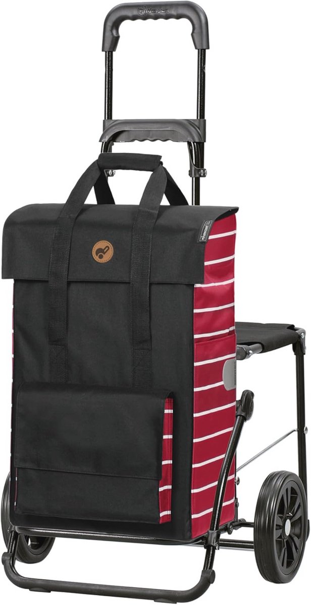 Comfortabele Boodschappentrolley met Zitting en Inklapbare Functie