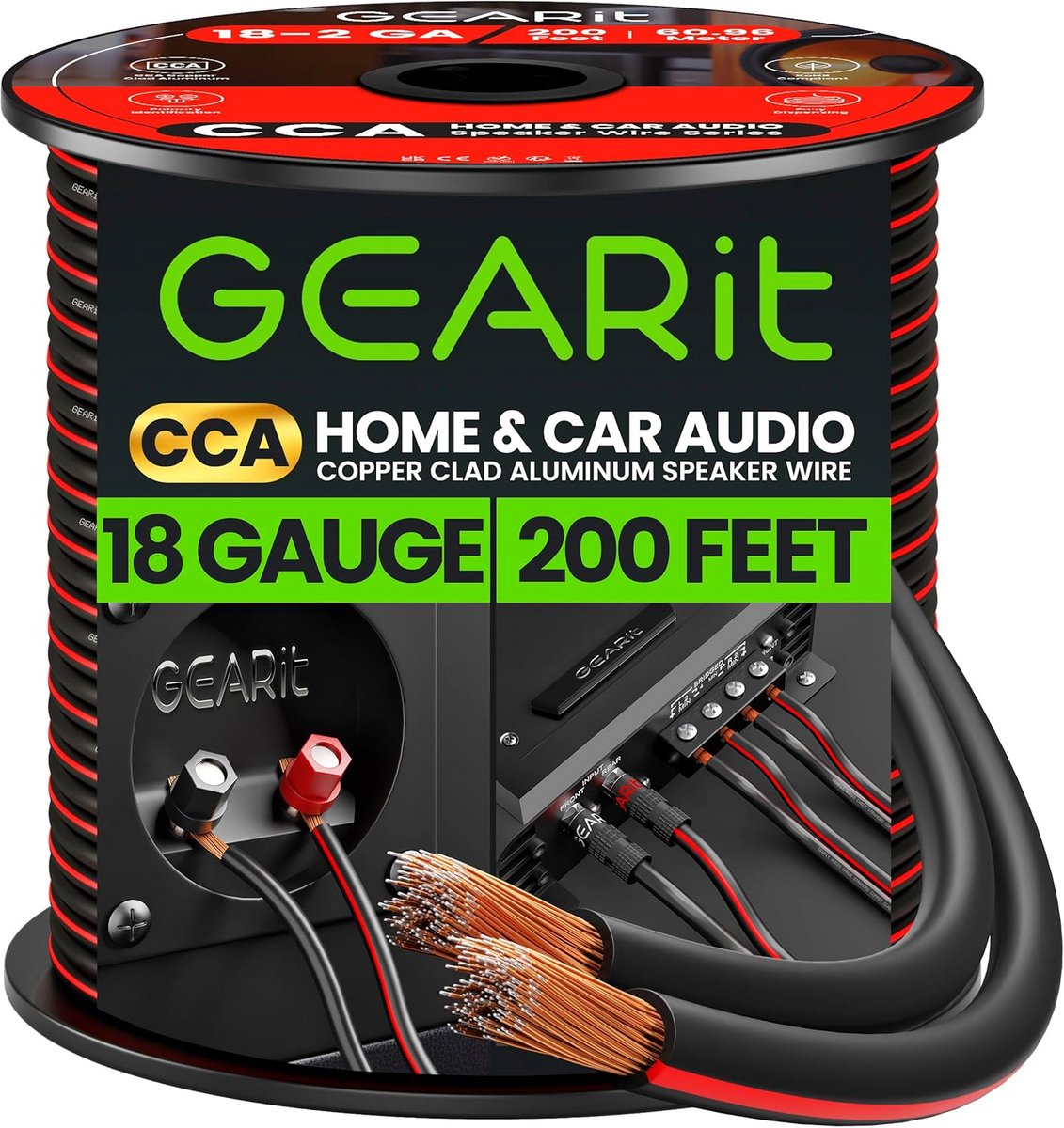 18 AWG Luidsprekerkabel Zwart - 30 Meter (100 Voet) Speaker Draad voor Home Theater en Auto Audio