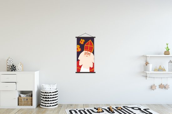 Posterhanger avec affiche - Affiche scolaire - Sinterklaas - Sinterklaas - Décoration - 40x80 cm - Lattes noires