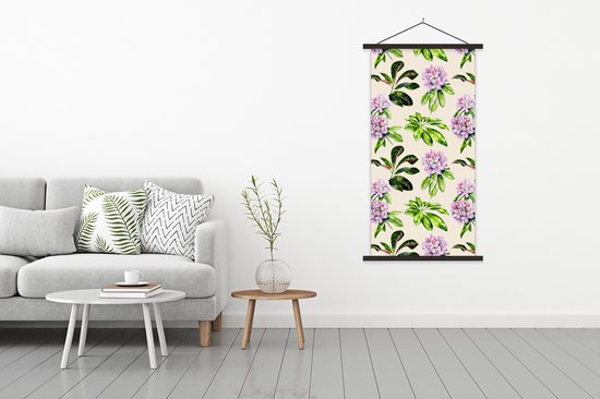 Porte-affiche avec affiche - Affiche scolaire - Hortensia - Plantes - Motifs - 90x180 cm - Lattes noires