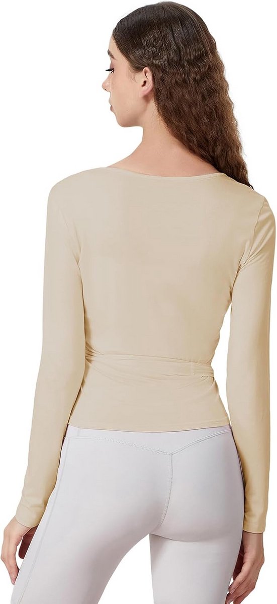 Dames Wrap Vest Lange Mouwen Diepe V-Hals Slim Fit Sport Top voor Yoga en Pilates — afbeelding 5