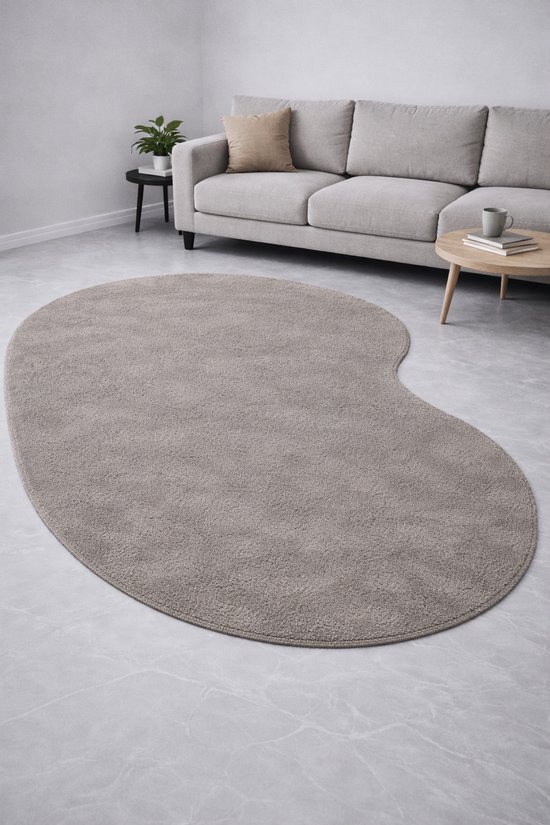 Japandi organisch zacht vloerkleed - taupe -160x230