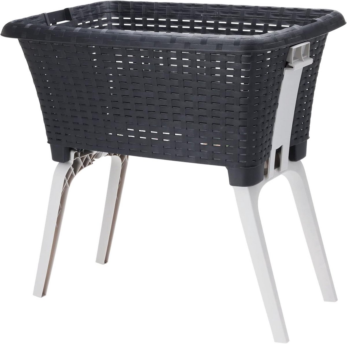 Staande Wasmand met Uitschuifbare Poten - Zwarte Wasbox voor Wasgoed (60x40 cm)