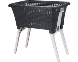 Staande Wasmand met Uitschuifbare Poten - Zwarte Wasbox voor Wasgoed (60x40 cm)