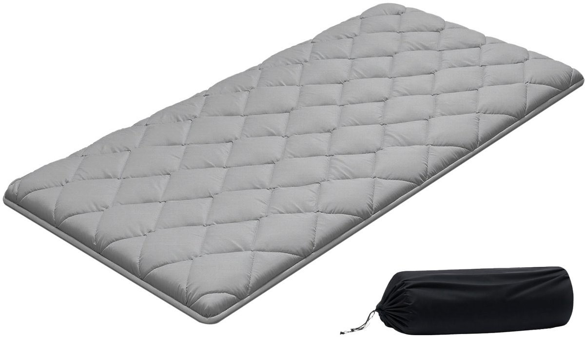 Vevor Japanse Tatami-mat, Opvouwbare Japanse Tatami-matras in Twin-formaat, Futonmatras met Opbergtas en Sluiting, 9-laags Vloermat voor Slapen, Slaapzaal, Meditatie, Yoga, 80 x 39 x 2.5 inch, Grijs