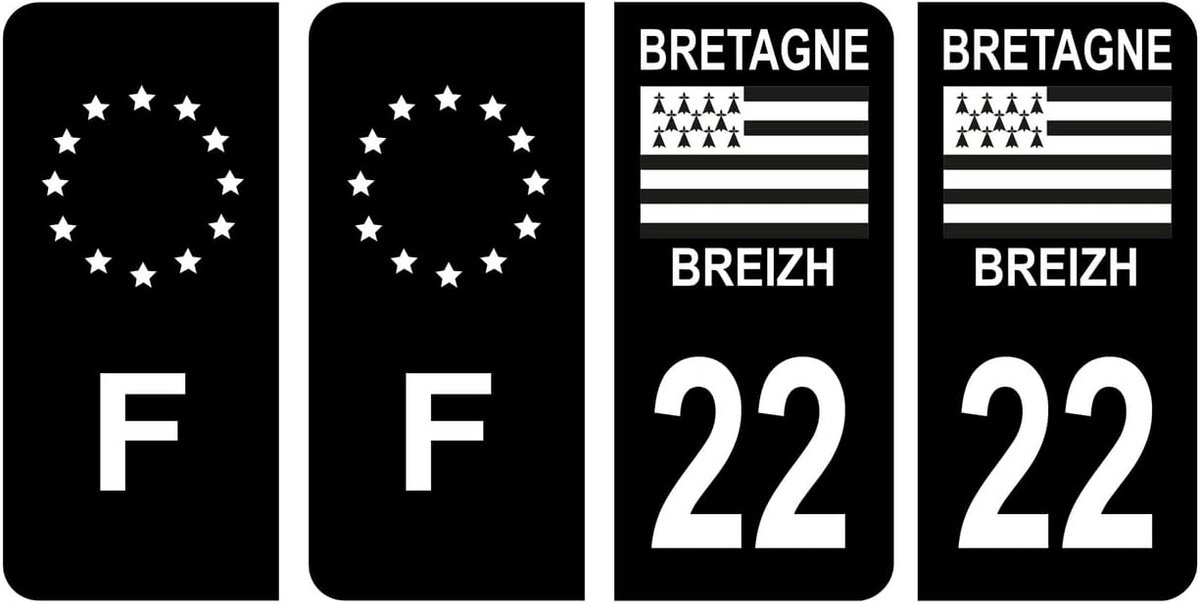 Nummerplaatstickers voor departement 22 Côtes d'Armor, Bretagne