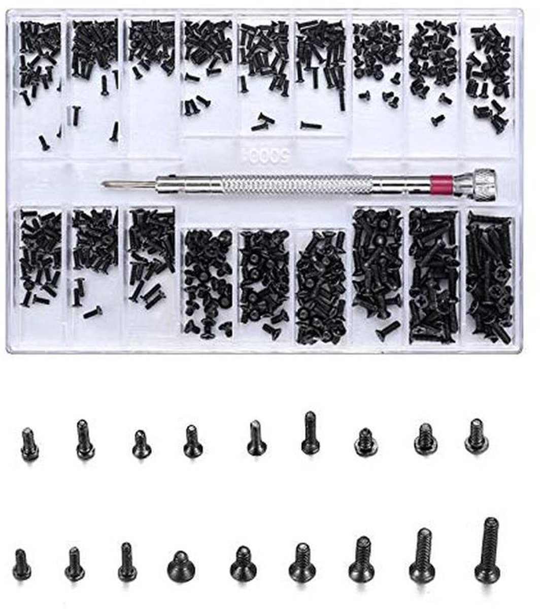 500 stuks micro reparatieschroeven set - Mini schroeven assortiment voor elektronica, brillen, laptops en horloges