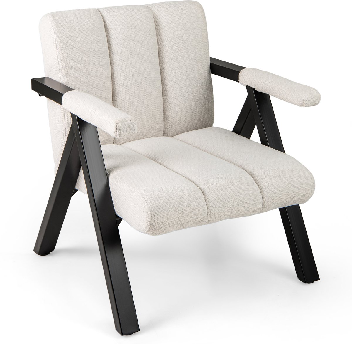 COSTWAY Fauteuil woonkamer, gestoffeerde loungestoel met armleuningen en metalen frame, mo