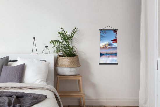 Porte-affiche avec affiche 40x80 cm - Affiche scolaire - Le Mont Fuji japonais en Asie en automne - Affiche textile - Lattes noires