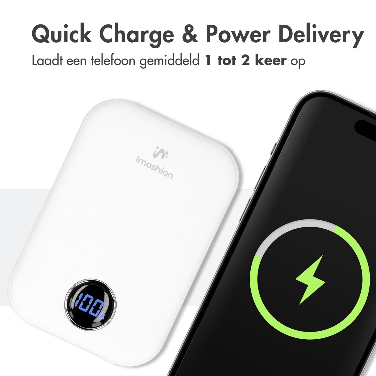 imoshion Powerbank 10000 mAh Draadloos Wit - afbeelding 2