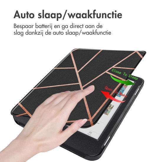 imoshion Ereader Cover / Hoesje Geschikt voor Kobo Clara BW / Kobo Clara Colour - imoshion Design Sleepcover Bookcase zonder stand - Zwart / Black Graphic van iMoshion — afbeelding 2