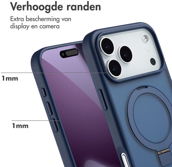 Blauw hoesje met verhoogde randen van 1mm ter bescherming van display en camera