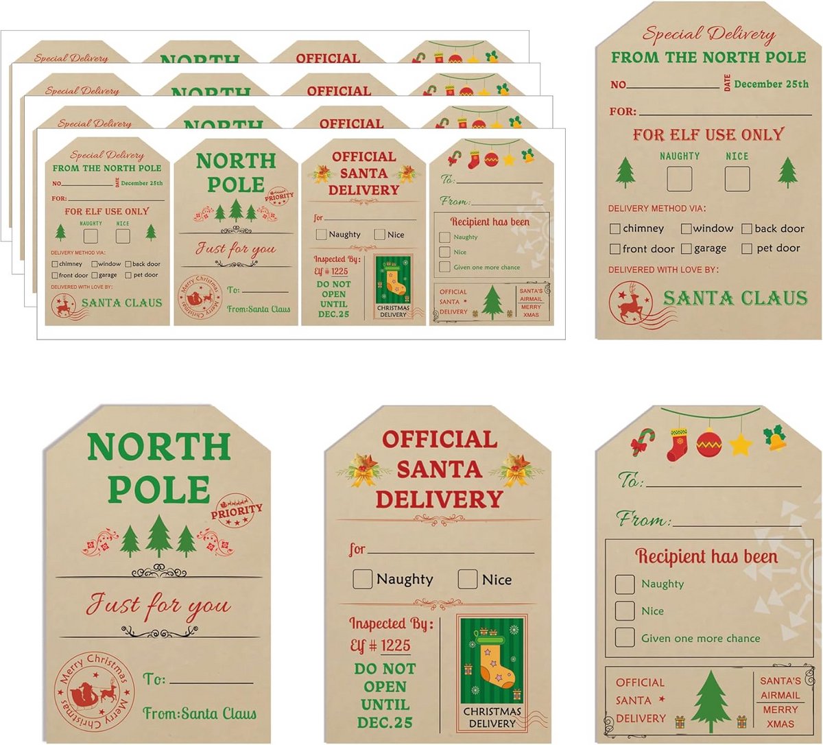 200 stuks Kraftpapier Kerstcadeaulabels voor Cadeaudecoratie