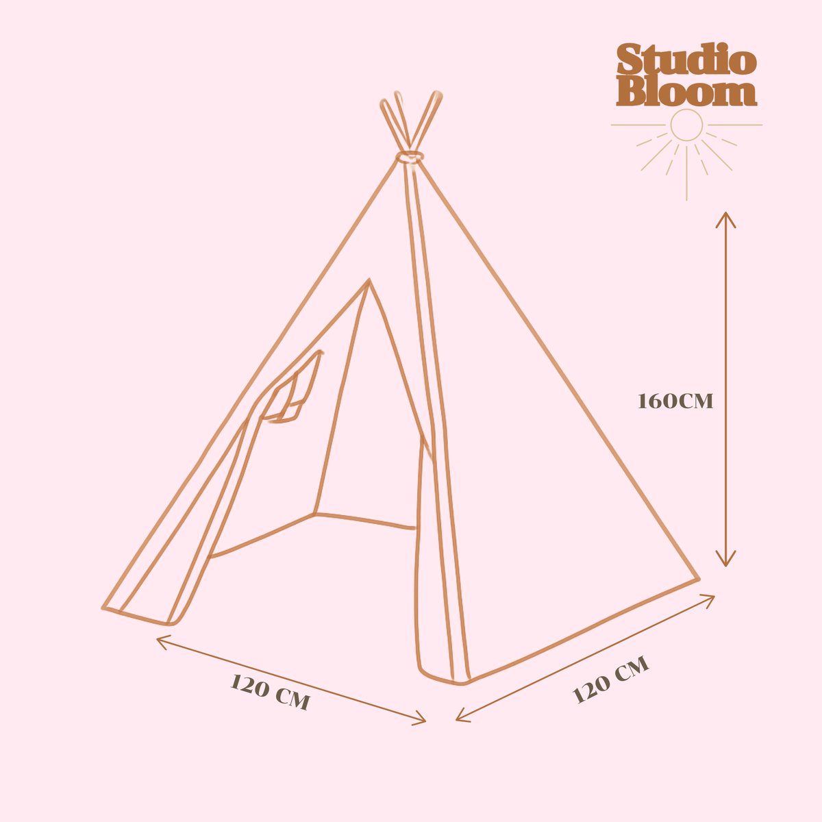 Studio Bloom Kinder Speeltent Tipi Tent Kinderen Meisjes Jongens Speelgoed Kindertent Kind Peuter Speelhuisje - Roze — afbeelding 5