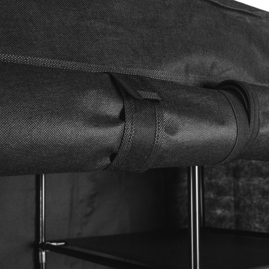 Stoffen kledingkast met hanggedeelte, 10 vakken, 4 lades, stalen constructie, donkergrijs (166x42,5x169,5cm