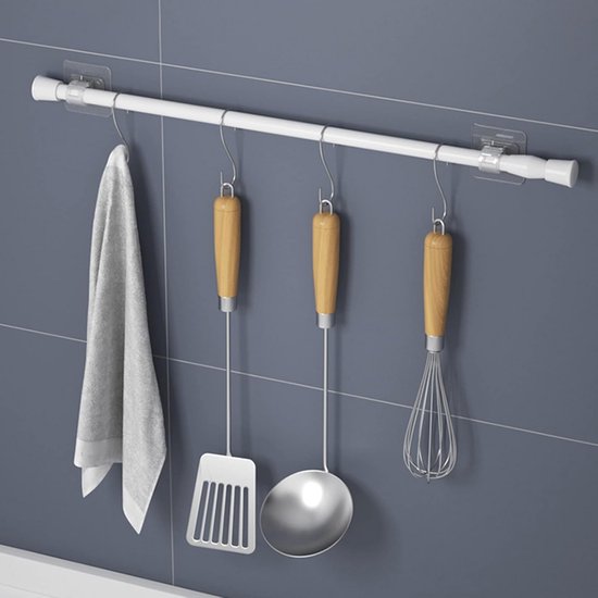 Telescoopstangen voor gordijnen, 2 stuks, zonder boren, uittrekbare klemstang (40-70 cm) van Merkloos	 — afbeelding 2