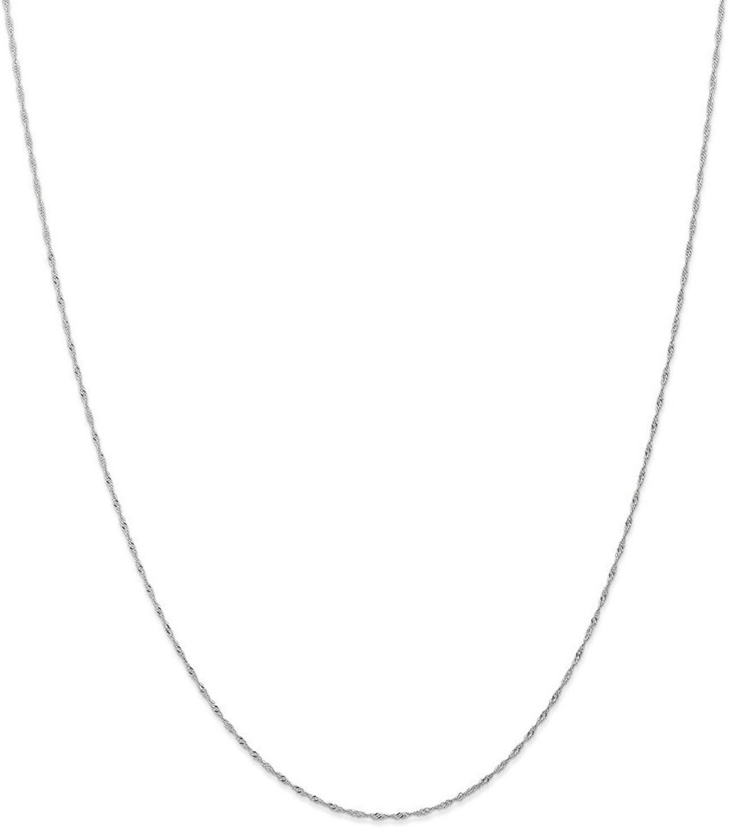 Fijne Singapore-schakelketting in 14K Witgoud (585)