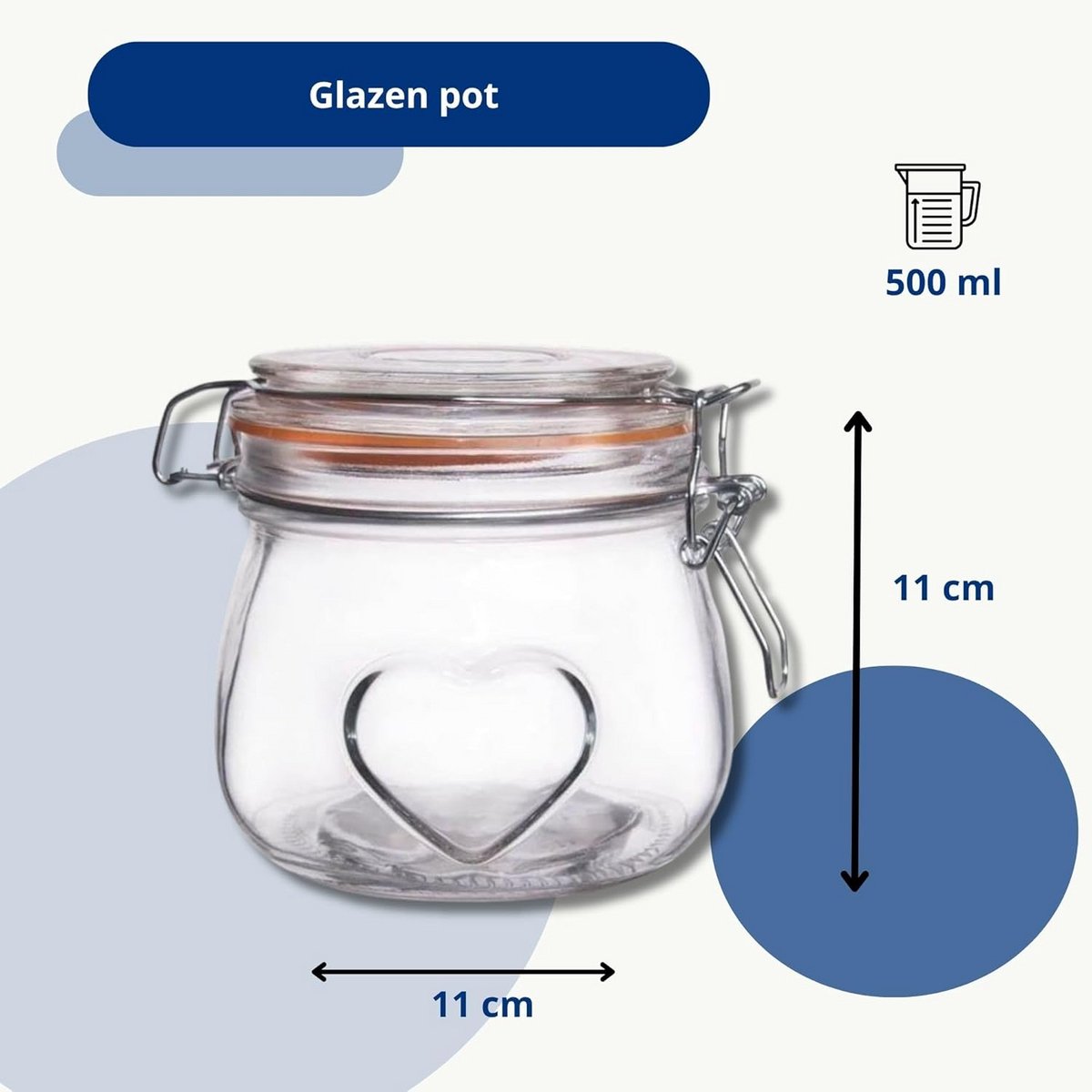 Weckpot 500 ml met Klem: Glazen Bewaar- en Inmaakpot met Beugel en Dekselsluiting