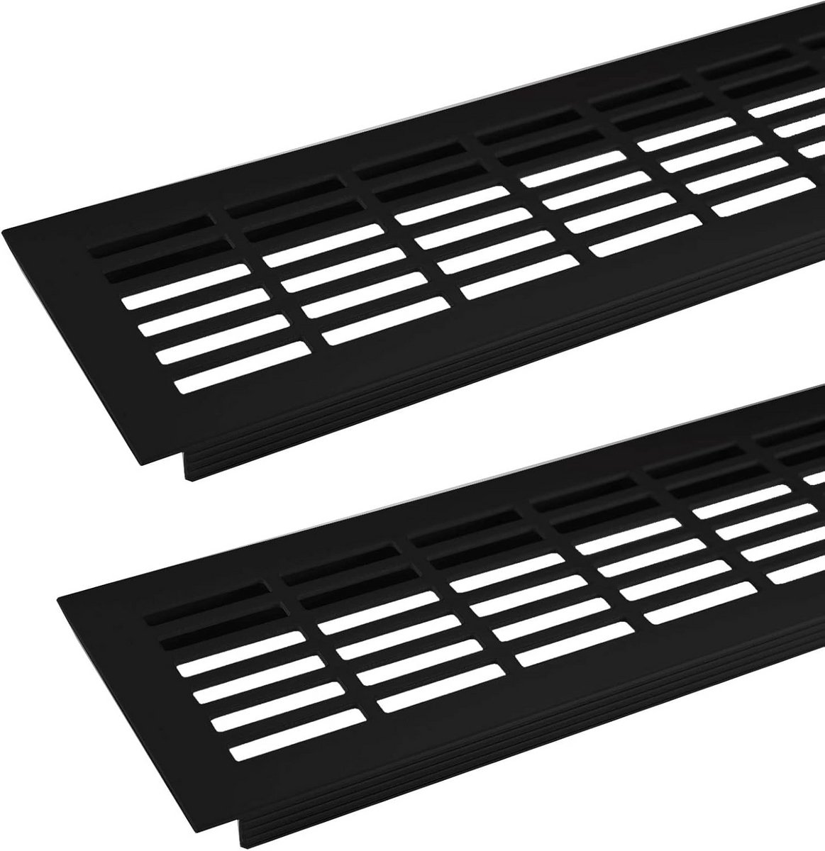 Ventilatierooster Zwart 480x81 mm - Aluminium Luchtrooster met Sleufperforatie (2 Stuks)