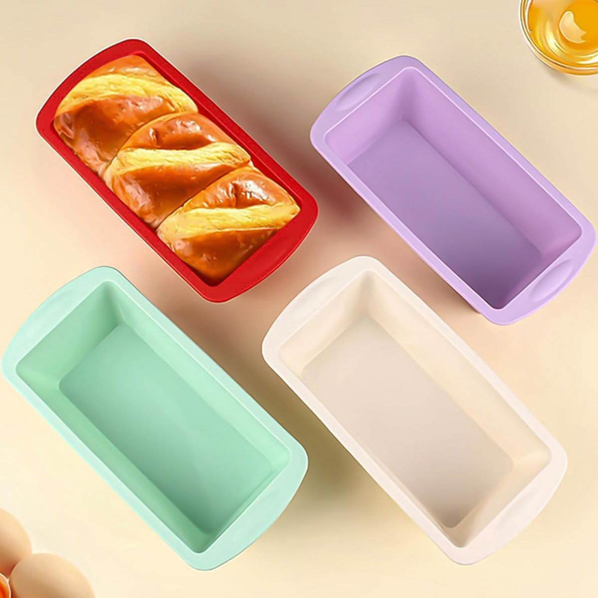 Set van 4 Flexibele Siliconen Bakvormen voor Cake, Brood en Muffins