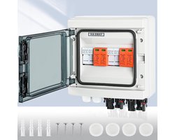 Overspanningsbeveiliging PV Installatie 2 Strings - DC 1000V Bliksembeveiliging 40KA - Inclusief Zekeringhouders IP65