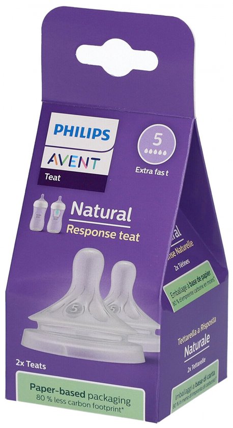 Philips Avent Natuurlijke Zuigreflex – Snelheid 5, 6+ maanden, 2 stuks - SCY965/02 - Flesspenen