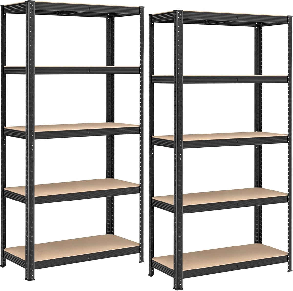 Songmics - 2x stellingkast - opbergrek - metaal met mdf - 180x90x40 cm - zwart - set van 2 stuks