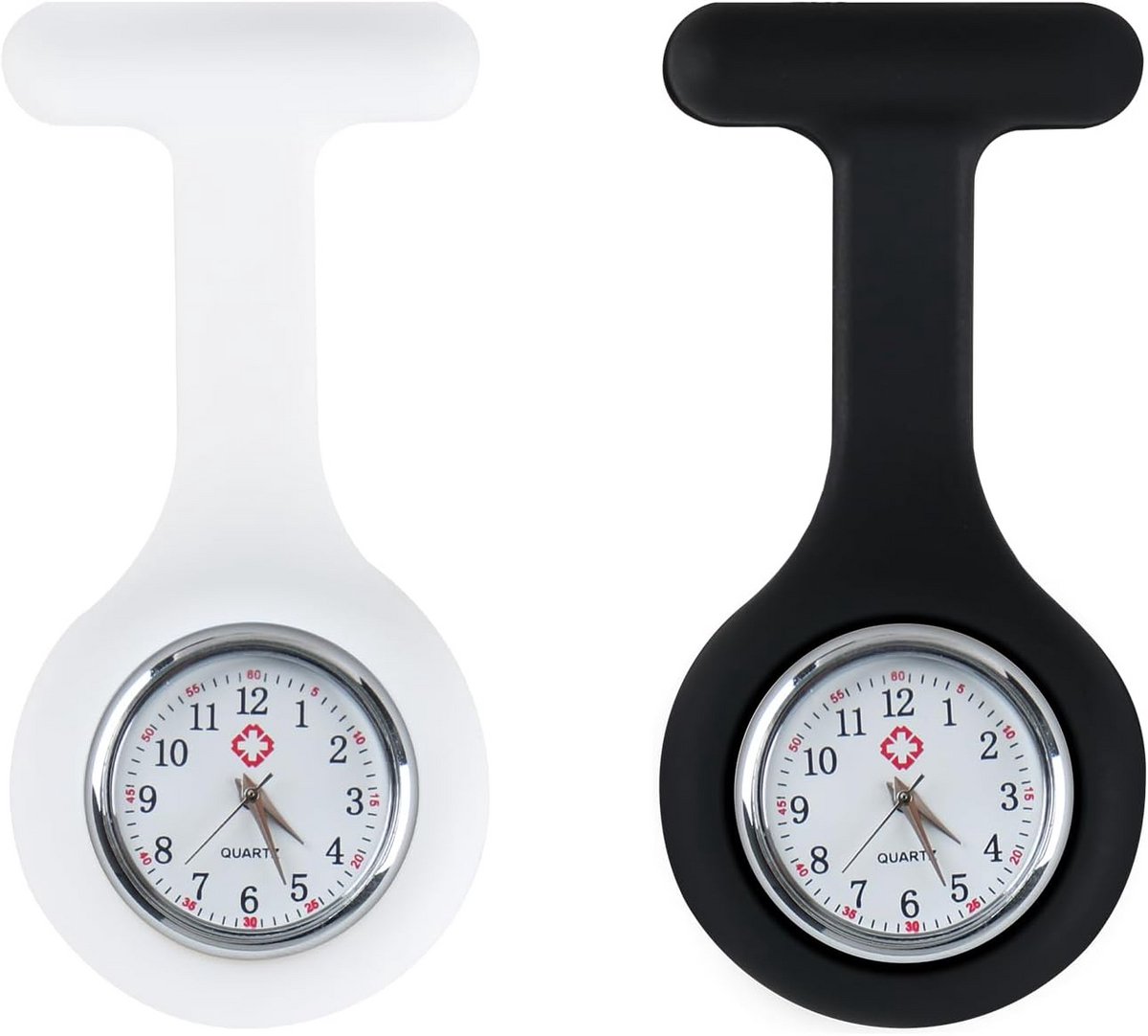 2x Verpleegkundige Fob Horloge Silicone Broche Uurwerk met Speld voor Zorgpersoneel