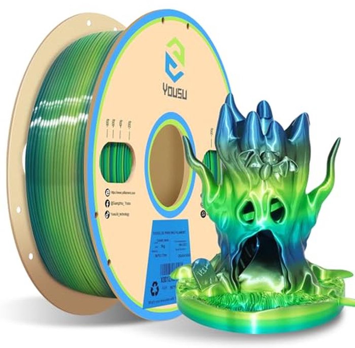 Zijdeachtig Glanzend 3D-printer Filament 1,75 mm - Meerkleurig Regenboog PLA - Compatibel met FDM Printers