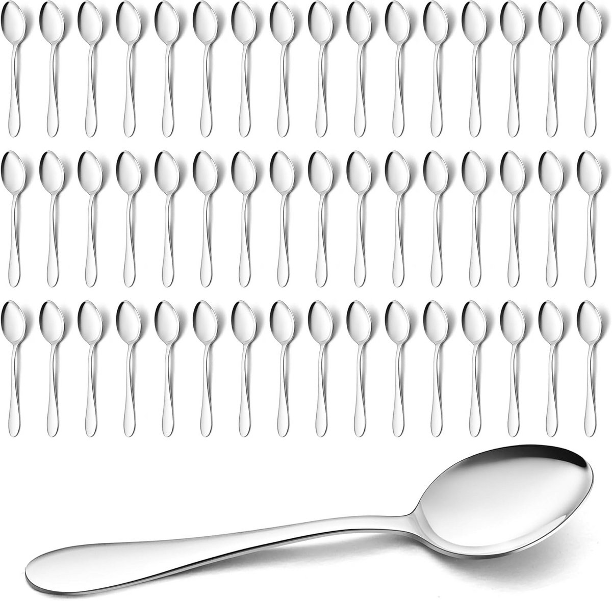 Roestvrijstalen Koffielepelset - 48 Stuks met Klassieke Handgreep