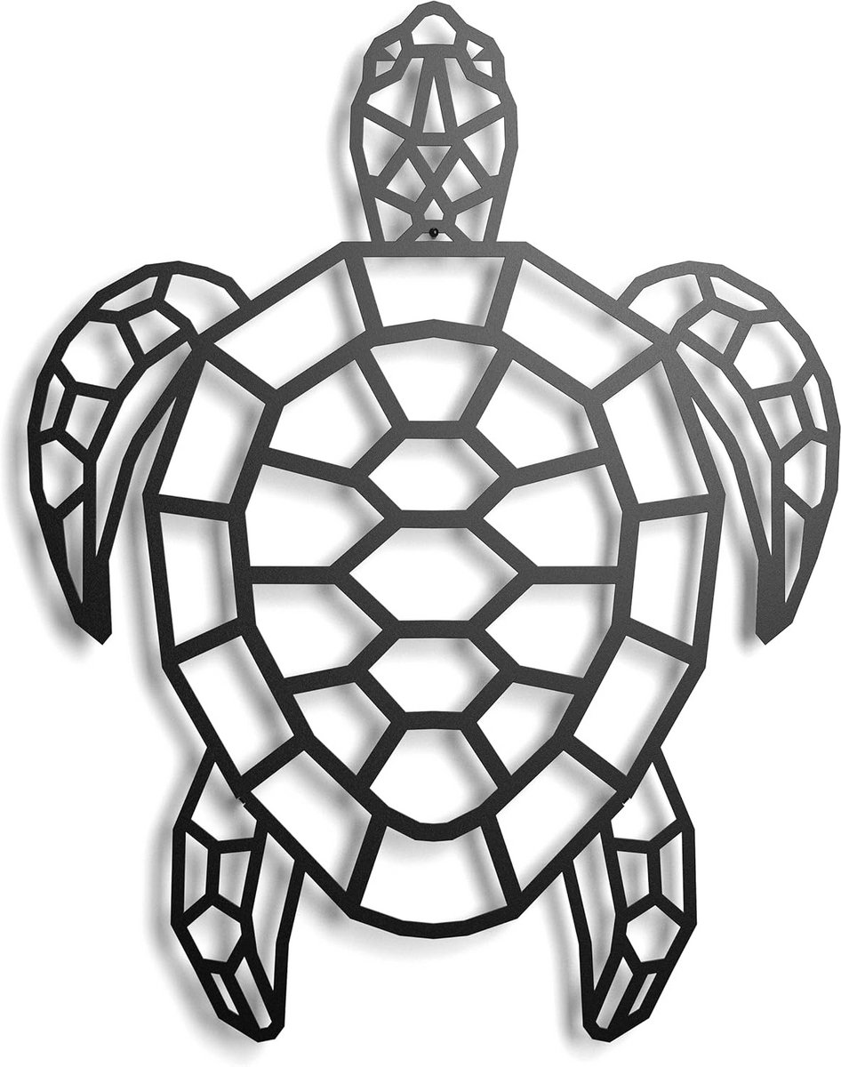 Zwevende Wanddecoratie Metaal Schildpad - 43x31 cm - Geometric Stalen Kunst voor Binnen en Buiten