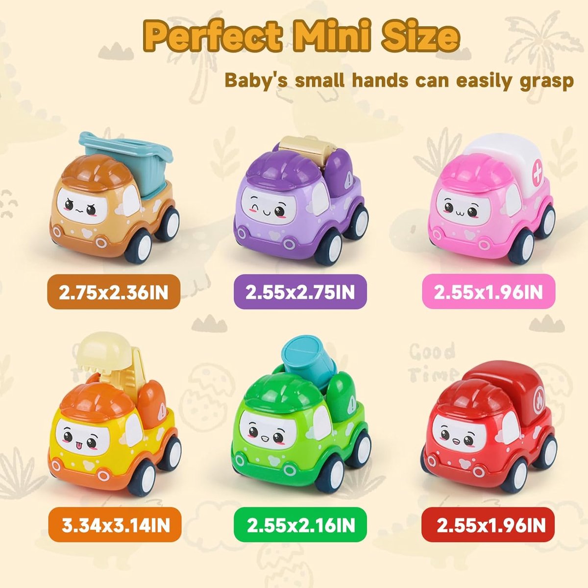 Kraftverdia - Mini Speelgoed auto - Babyspeelgoed - Speelgoedauto set 6stuks - Vanaf 1 jaar jongens en meisjes - voertuigenset voor peuters 12-18-24maanden - Terugtrek-auto speelgoed — afbeelding 2