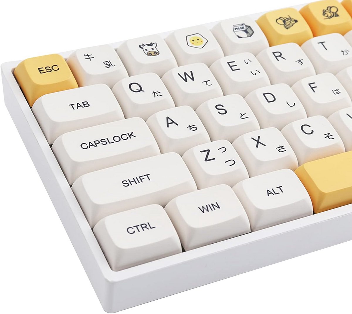 137-delige PBT Keycap Set XDA Profiel Japanse Keycaps voor Mechanisch Toetsenbord (Honing & Melk Thema)