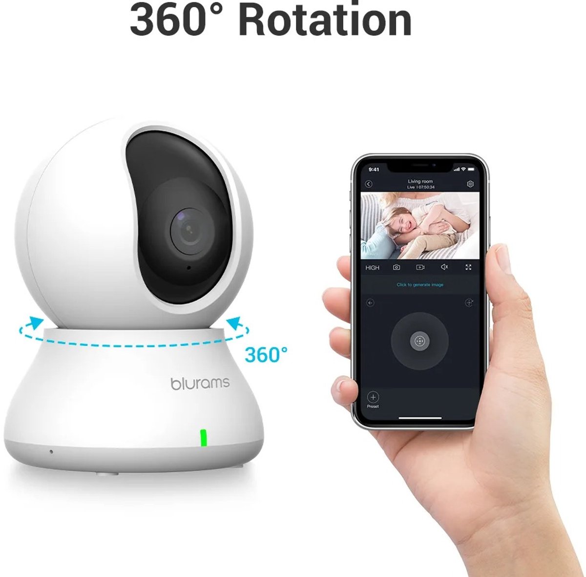 Tresaro Babyfooncamera 2K HD Home Security Camera met bewegingsdetectie en tweewegaudio, eenvoudige installatie, duidelijke dag en nacht